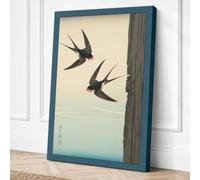 Swallows in Flight Japandi Canvas Wall Art Print 18x12 Inch