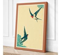 Swallows in Flight Japandi Canvas Wall Art Print 24x16 Inch