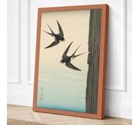 Swallows in Flight Japandi Canvas Wall Art Print 24x16 Inch