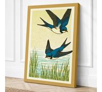 Swallows in Flight Japandi Canvas Wall Art Print 30x20 Inch