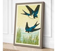 Swallows in Flight Japandi Canvas Wall Art Print 36x24 Inch