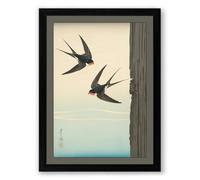 Swallows in Flight Japandi Framed Wall Art Print A2 (59.4×42cm) Black, Wall Decor for Living Room, Bedroom, Office & Home, Ready to Hang, Art Gift