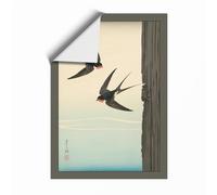 Swallows in Flight Japandi Unframed Wall Art Print A3 (42×29.7cm), Wall Decor for Living Room, Bedroom, Office & Home, Art Gift