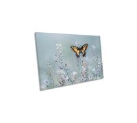 Swallowtail Beauty Butterfly Floral Canvas Wall Art Picture Print CanvasGeeks Light Blue W30 inch x H20 inch x D20mm