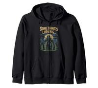 Swamp Creature Emerging From Water Under Full Moon Halloween Zip Hoodie