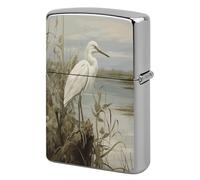 Swamp Egret Metal Lighter Case, Funny Lighter Cover Double-Side Print Vintage Cool Lighters Sleeve Lighters Accessories for Zippo Men Dad Husband Collect