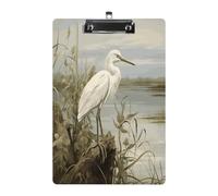 Swamp Egret Print Acrylic Clipboard 8.5 X 12.5 Inches | Lightweight A4 Clipboards with Pen Holder for Office, Students, Nurses, Teacher, Students,Women, Men, Girls, Boys