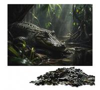 Swamp King Crocodile Wooden Jigsaw Puzzle for Adults | A flexible puzzle activity - steady puzzle progress at home.