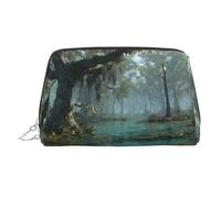 Swamp Scenery Printed Leather Portable Makeup Storage Bag, Suitable for Daily Use