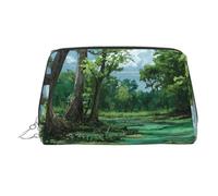 Swamp Scenery Printed Portable Leather Cosmetic Bag, Suitable for Storing Cosmetics, Etc