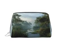 Swamp Wetland Printed Leather Portable Makeup Storage Bag, Suitable for Daily Use