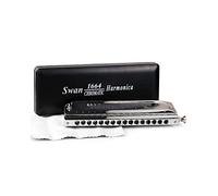 SWAN 10/12/16 Holes C Key Sliver Chromatic Harmonica Standard Chromatic Harmonica in Turning Round Blow Holes with Annex (16 Holes 64 Sound)