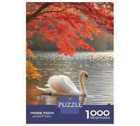 Swan 1000 Pc Thick Cardboard Lake Puzzle for Beginner Puzzlers Concentration Training Office Break Relaxation Holiday 38x26cm/1000pcs