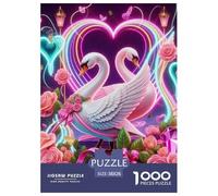 Swan 1000 Piece Heart Shaped Swan Jigsaw Puzzle Handwork Puzzle Educational Challenge for Challenging Family Activity Games Colorful Hard Puzzle for 38x26cm/1000pcs Family Decorations