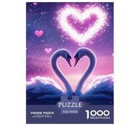 Swan 1000 Piece Heart Shaped Swan Jigsaw Puzzles for Adults Challenging Puzzle Educational Adults Age 12 Years Up - Challenge Edition Hard Puzzle for 70x50cm/1000pcs Family Decorations