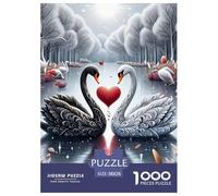 Swan 1000 Piece Heart Shaped Swan Jigsaw Puzzles Handwork Challenging Puzzle Educational Adults Age 12 Years Up - Challenge Edition Hard Puzzle for 38x26cm/1000pcs Family Decorations