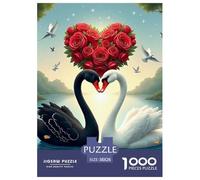 Swan 1000 Piece Heart Shaped Swan Jigsaw Puzzles Handwork Puzzle Educational Challenge Adults Age 12 Years Up - Challenge Edition Hard Puzzle for 38x26cm/1000pcs Family Decorations
