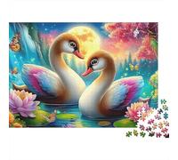 Swan 1000 Piece Jigsaw Puzzle for Adults Swans on Magical Lake 1000 Pc Adults Jigsaw Puzzles - Fun Activity for Rainy Days, Birthday Jumbo100% Recvcled Cardboard70x50cm/1000pcs