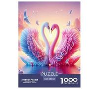 Swan 1000 Piece Jigsaw Puzzles Fun Challenging Modern Swan Love in Floral Harmony Classic Educational Games Beautiful Decoration for Adults And Kids Age 52x38cm/1000pcs