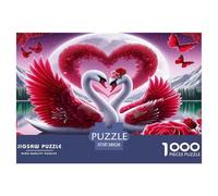 Swan 1000 Piece Jigsaw Puzzles Fun Challenging Modern Swan Love in Floral Harmony Classic Educational Games Perfect for Relaxation Suitable for Children & People Aged 14+ 38x26cm/1000pcs