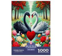 Swan 1000 Piece Jigsaw Puzzles Fun Challenging Modern Swan Love in Floral Harmony Classic Educational Games Creativity & Gift Giving For Children And Adults Aged 14 And Over 52x38cm/1000pcs