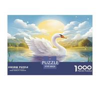 Swan 1000 Piece Jigsaw Puzzles Fun Challenging Modern Swan Love in Floral Harmony Classic Educational Games Creativity & Gift Giving For Children And Adults Aged 14 And Over 38x26cm/1000pcs