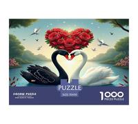 Swan 1000 Piece Jigsaw Puzzles Fun Challenging Modern Swan Love in Floral Harmony Classic Educational Games for The Whole Gifts For Children And Adults Aged 14 And Over 70x50cm/1000pcs