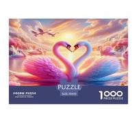 Swan 1000 Piece Jigsaw Puzzles Fun Challenging Modern Swan Love in Floral Harmony Educational Game Beautiful Decoration Suitable for Children & People Aged 14+ 70x50cm/1000pcs