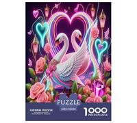 Swan 1000 Piece Jigsaw Puzzles Fun Challenging Modern Swan Love in Floral Harmony Educational Game Beautiful Decoration for Adults And Kids Age 70x50cm/1000pcs