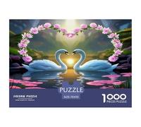 Swan 1000 Piece Jigsaw Puzzles Fun Challenging Modern Swan Love in Floral Harmony Educational Game Creativity & Gift Giving Suitable for Children & People Aged 14+ 70x50cm/1000pcs