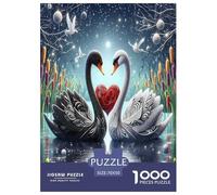 Swan 1000 Piece Jigsaw Puzzles Fun Challenging Modern Swan Love in Floral Harmony Educational Game Perfect for Relaxation Suitable for Children & People Aged 14+ 70x50cm/1000pcs