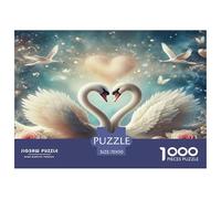 Swan 1000 Piece Jigsaw Puzzles Fun Challenging Modern Swan Love in Floral Harmony Educational Game Perfect for Relaxation for Adults And Kids Age 70x50cm/1000pcs