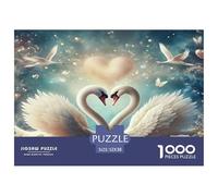 Swan 1000 Piece Jigsaw Puzzles Fun Challenging Modern Swan Love in Floral Harmony Educational Game Perfect for Relaxation For Children And Adults Aged 14 And Over 52x38cm/1000pcs