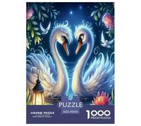 Swan 1000 Piece Jigsaw Puzzles Fun Challenging Modern Swan Love in Floral Harmony Educational Game Perfect for Relaxation for Adults And Kids Age 70x50cm/1000pcs
