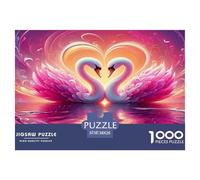 Swan 1000 Piece Jigsaw Puzzles Fun Challenging Modern Swan Love in Floral Harmony Educational Game Perfect for Relaxation for Adults And Kids Age 38x26cm/1000pcs