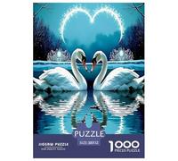 Swan 1000 Piece Jigsaw Puzzles Fun Challenging Modern Swan Love in Floral Harmony Puzzles Game Beautiful Decoration For Children And Adults Aged 14 And Over 52x38cm/1000pcs
