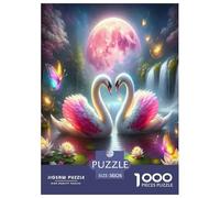 Swan 1000 Piece Jigsaw Puzzles Fun Challenging Modern Swan Love in Floral Harmony Puzzles Game Beautiful Decoration for Adults And Kids Age 38x26cm/1000pcs