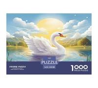 Swan 1000 Piece Jigsaw Puzzles Fun Challenging Modern Swan Love in Floral Harmony Puzzles Game Creativity & Gift Giving for Adults And Kids Age 52x38cm/1000pcs