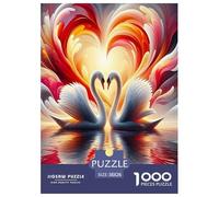 Swan 1000 Piece Jigsaw Puzzles Fun Challenging Modern Swan Love in Floral Harmony Puzzles Game for The Whole Gifts for Adults And Kids Age 38x26cm/1000pcs