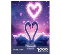Swan 1000 Piece Jigsaw Puzzles Fun Challenging Modern Swan Love in Floral Harmony Puzzles Game Perfect for Relaxation For Children And Adults Aged 14 And Over 52x38cm/1000pcs