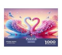 Swan 1000 Piece Jigsaw Puzzles Fun Challenging Modern Swan Love in Floral Harmony Puzzles Game Perfect for Relaxation For Children And Adults Aged 14 And Over 70x50cm/1000pcs