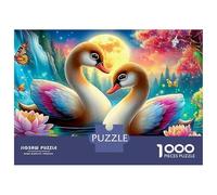 Swan 1000 Piece Puzzle Swans in Floral Lake Paradise Smooth Precision Cut Paper Puzzle, Challenging Brain Game for Adults And Families 70x50cm/1000pcs