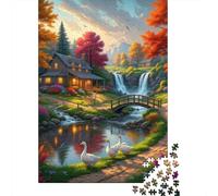 Swan 1000 Piece Thickened Paper Fall Swan Lake Puzzle Grown-Ups Relaxation Hobby Easy to Store Engaging Teaser 52x38cm/1000pcs