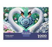 Swan 1000 Pieces Jigsaw Puzzle Swan Puzzle Educational Games Stress Relief Pendant Gift Cooperation 38x26cm/1000pcs