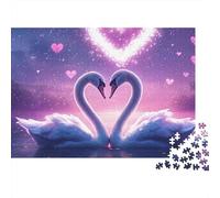Swan 1000 Pieces Jigsaw Puzzle Swans Glowing Heart Double- Recycled Cardboard Decoration for Kids 70x50cm/1000pcs