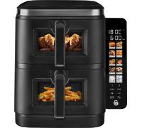 Swan SD10522BLK 11L Twin Stack Air Fryer with Swan Cyclone Technology, Two 5.5L Baskets, Space-Saving Vertical Stack Design, Foldable Digital Touch Display, Dual Cook Functions, 10 Pre-Sets, Black