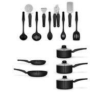 Swan 14 Piece Aluminium Cookware Set - Black