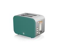 Swan ST14610GREN Nordic 2-Slice Toaster with Defrost/Reheat/Cancel Functions, Cord Storage, 900W, Green