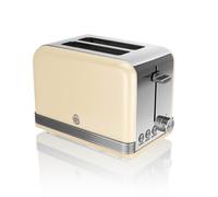Swan 2 Slice Retro Cream Stainless Steel Bread Loaf Toast Toaster Defrost Reheat