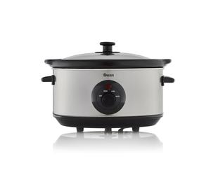 Swan 3.5L Oval Stainless Steel Slow Cooker - 3.5L, 200W, Silver, with 3 Cooking Settings, SF17020N